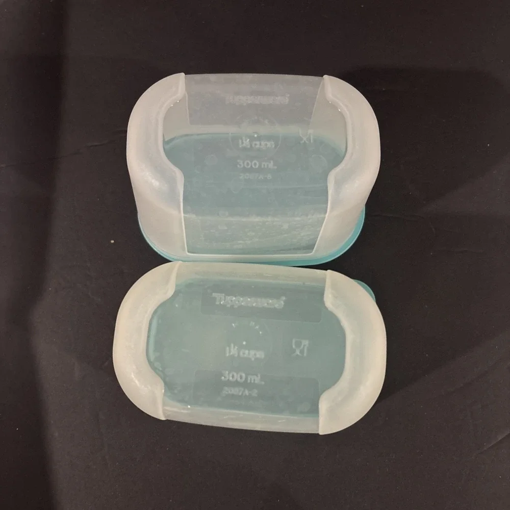 Tupperware 3 Freezer Mates Containers Set Mini Rectangles Blue Vintage 300ml